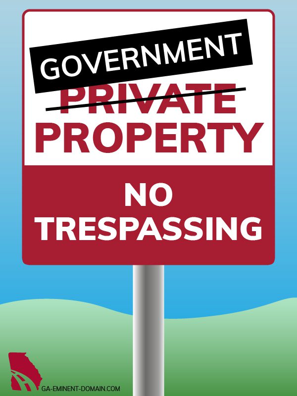 Road sign that says 'Private Property. No Tresspasing' with private crossed out and 'Goverment' written above.