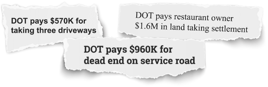 Three ripped newspaper headlines showing our law firm's results.