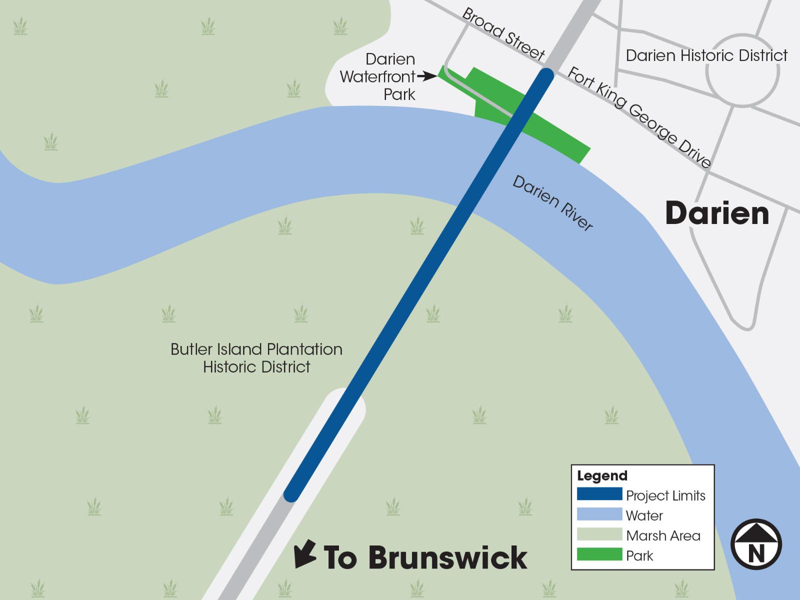 US 17 Darien River Bridge Replacement Map